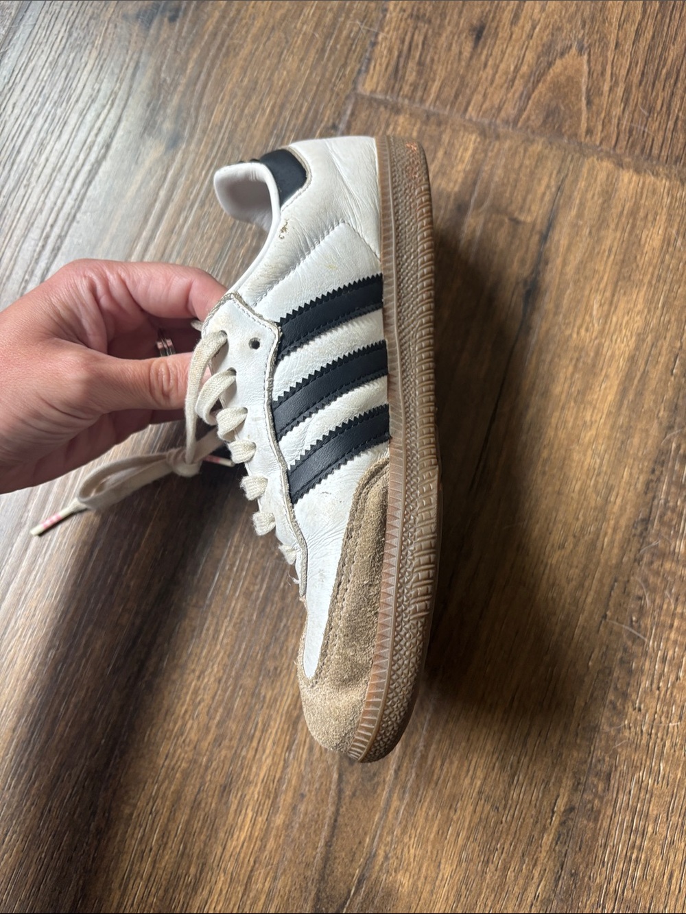 adidas Samba Retro White with Black Stripes and Brown Gum Sole - Picture 6 of 12